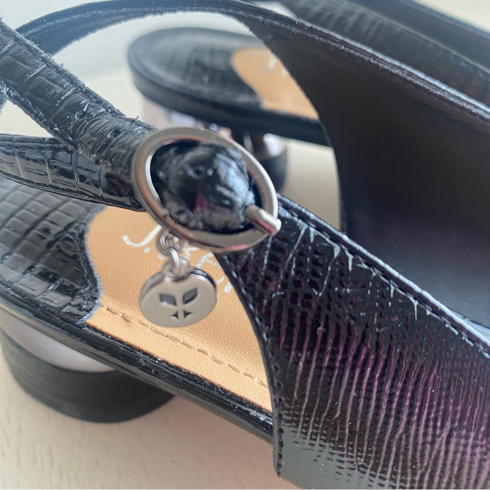 J. Renee Patent Croc Embossed Slingback Shoe in Black, size 8.5M - Picture 4 of 12